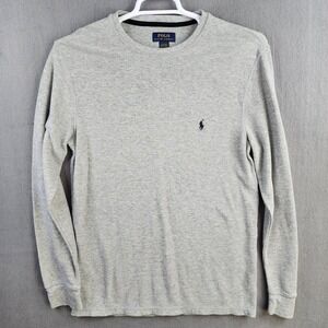 Polo Ralph Lauren Mens Long Sleeve Thermal Sleepwear Crew Neck Shirt Size L Gray
